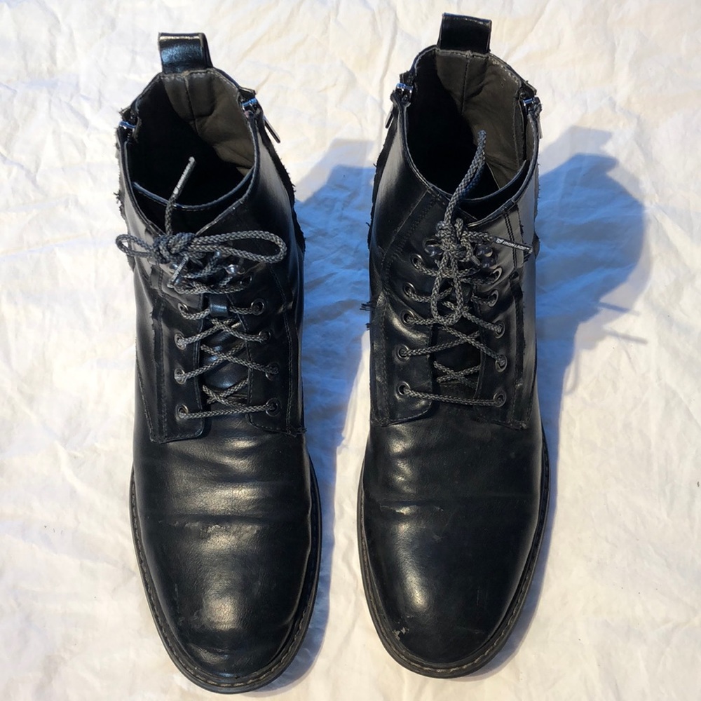 Robert Wayne “Thatcher” Combat Faux Leather Zip Up Boots